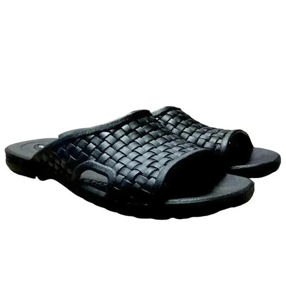 Okabashi Torino Mens LL 9.5-10.5 Weave Slide Sandals Black Eco Friendly Recycle - Picture 1 of 8